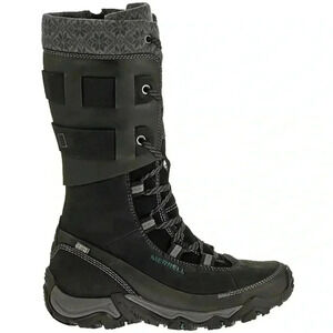 [US7]Black Slate Merrell Polarand Rove  Peak Women Mid-Calf Winter Boots